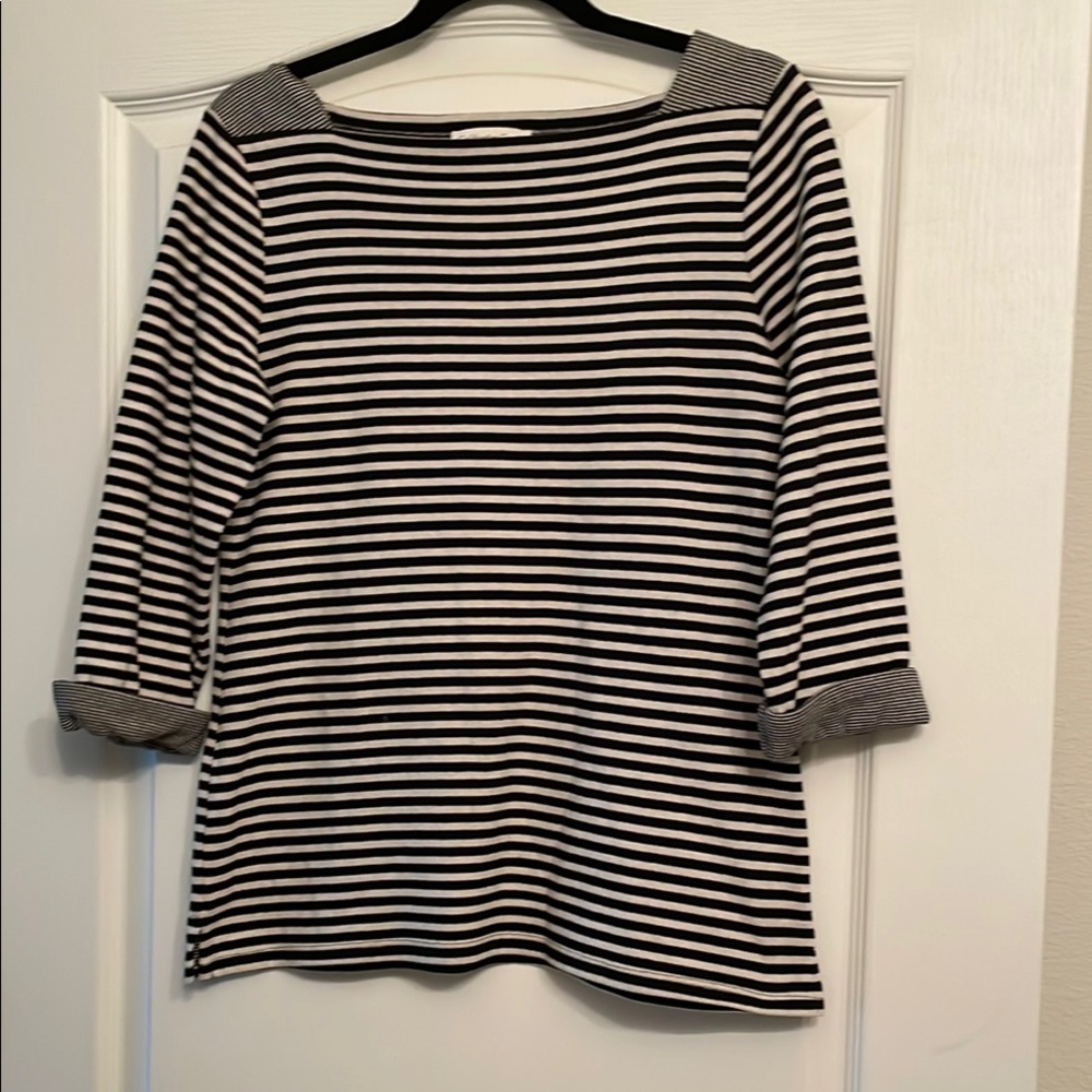 Coldwater Creek Black and White Striped Blouse